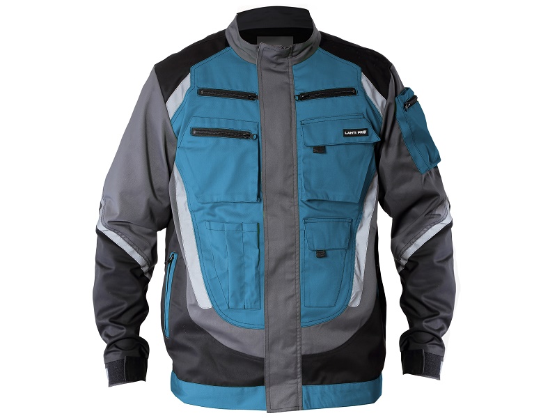 LahtiPro Jacket with Refl. Stripes, Black-Grey-Turq., l , CE, LAHTI