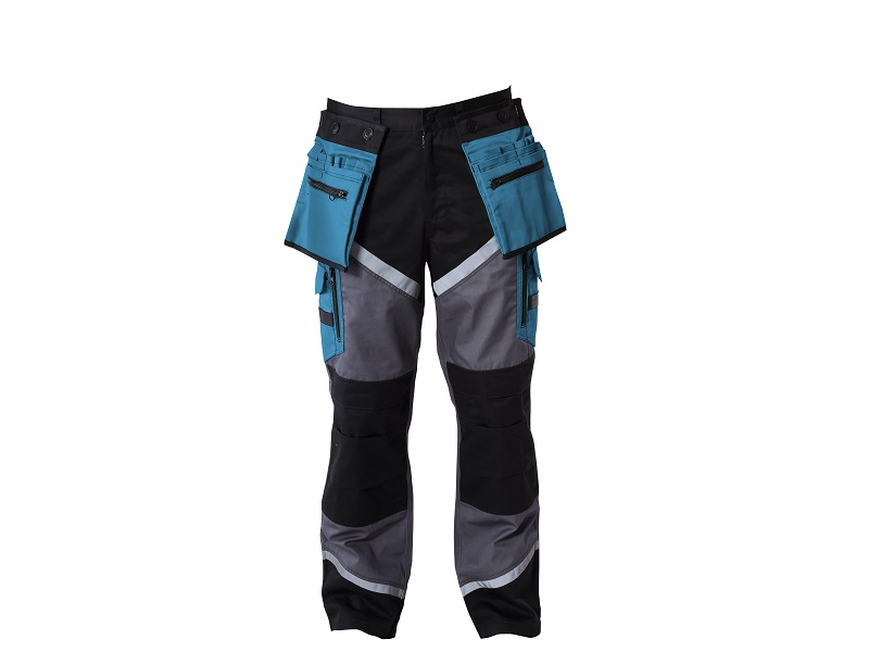LahtiPro Pants with Refl. Stripes, Black-Grey-Turq., S , CE, LAHTI