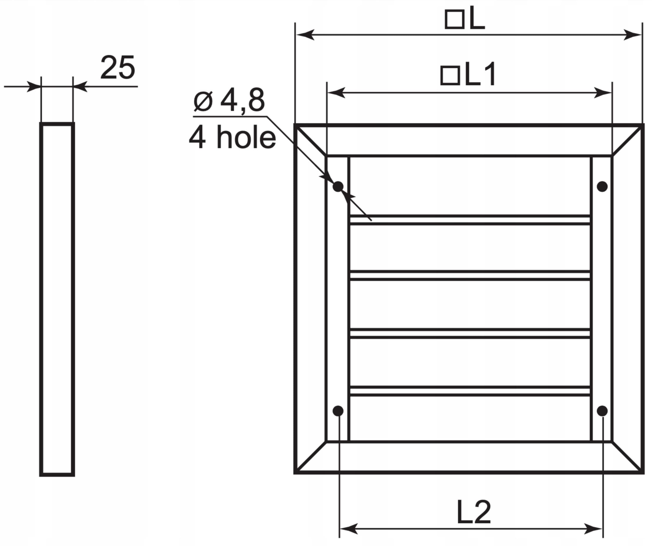Ventilationsgaller Yttre Gravitationsjalusi 655x655mm PVC Grå, Vents-Group - 8