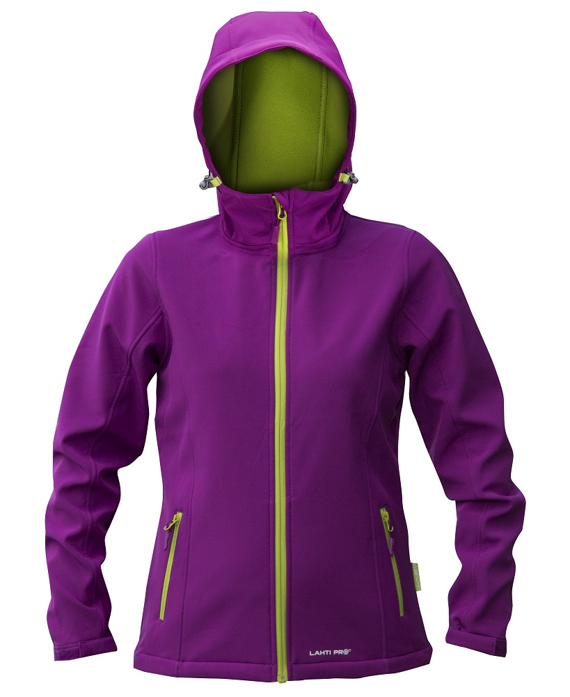 LahtiPro Ladies Softshell Jacket, Hood, Purpl.and Grön, XL , CE, LAHTI