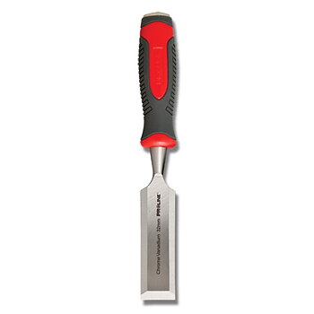PROLINE TOOLS Stämjärn för trä 20 mm, Platt, Förstärkt, Chrome-Vanadium 60 HRC, Hantag av Kompositmaterial (TPR), Halkfri Yta, Proline