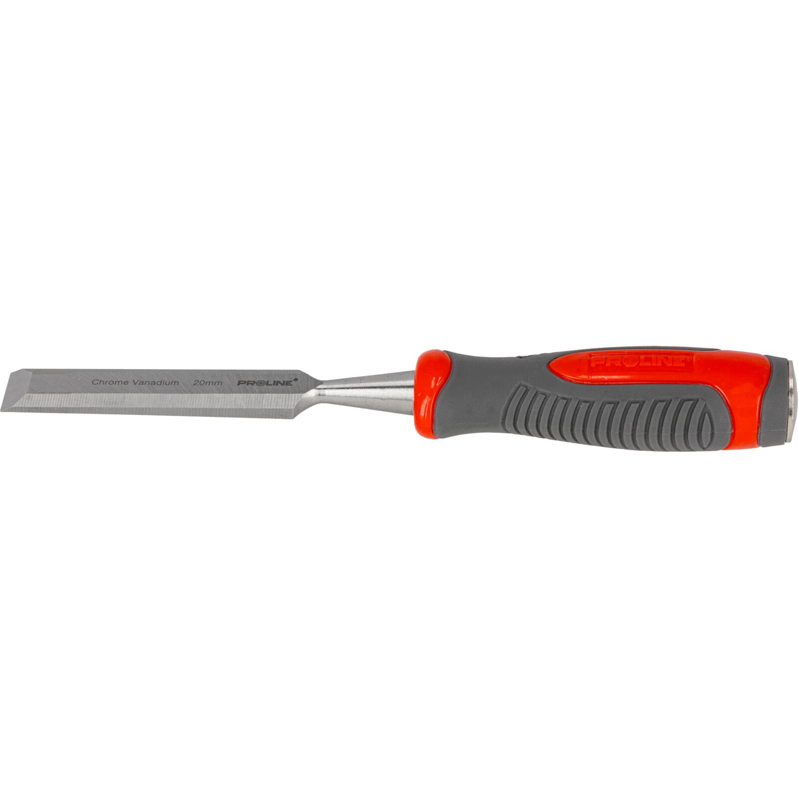PROLINE TOOLS Stämjärn för trä 20 mm, Platt, Förstärkt, Chrome-Vanadium 60 HRC, Hantag av Kompositmaterial (TPR), Halkfri Yta, Proline - 6