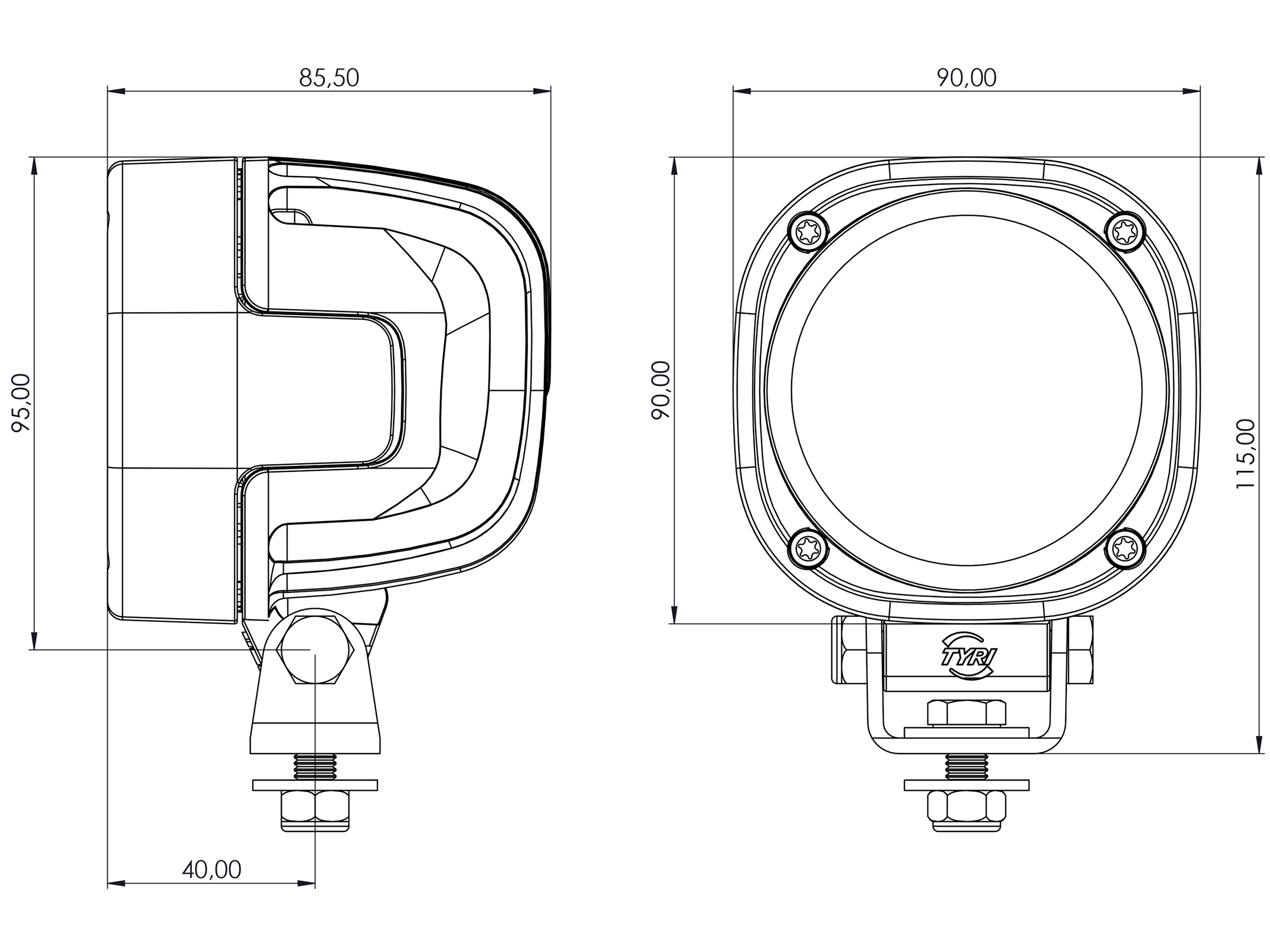 Arbetslampa LED 0909-1800 extra bred, E-back 24 V - 3