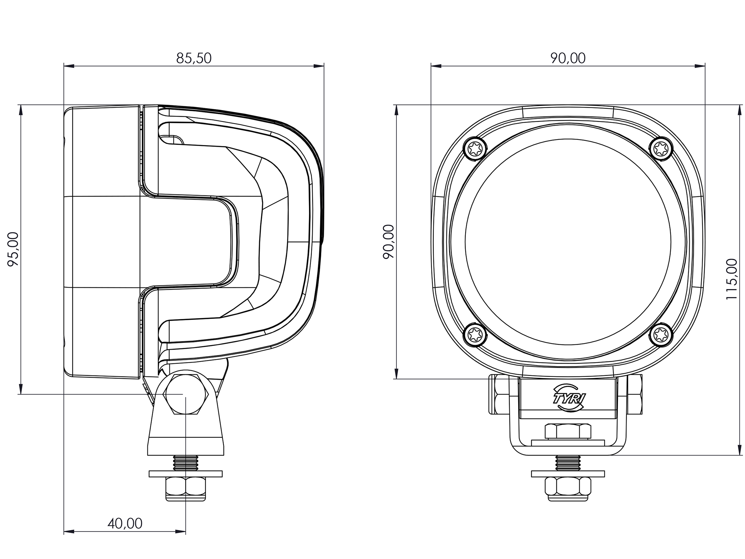 Arbetslampa LED 0909-1800 bred 24 V - 3