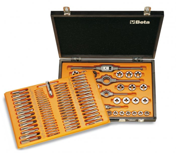 Gängverktygssats M2-M18 kromstål 110 delar, trälåda, BETA Tools