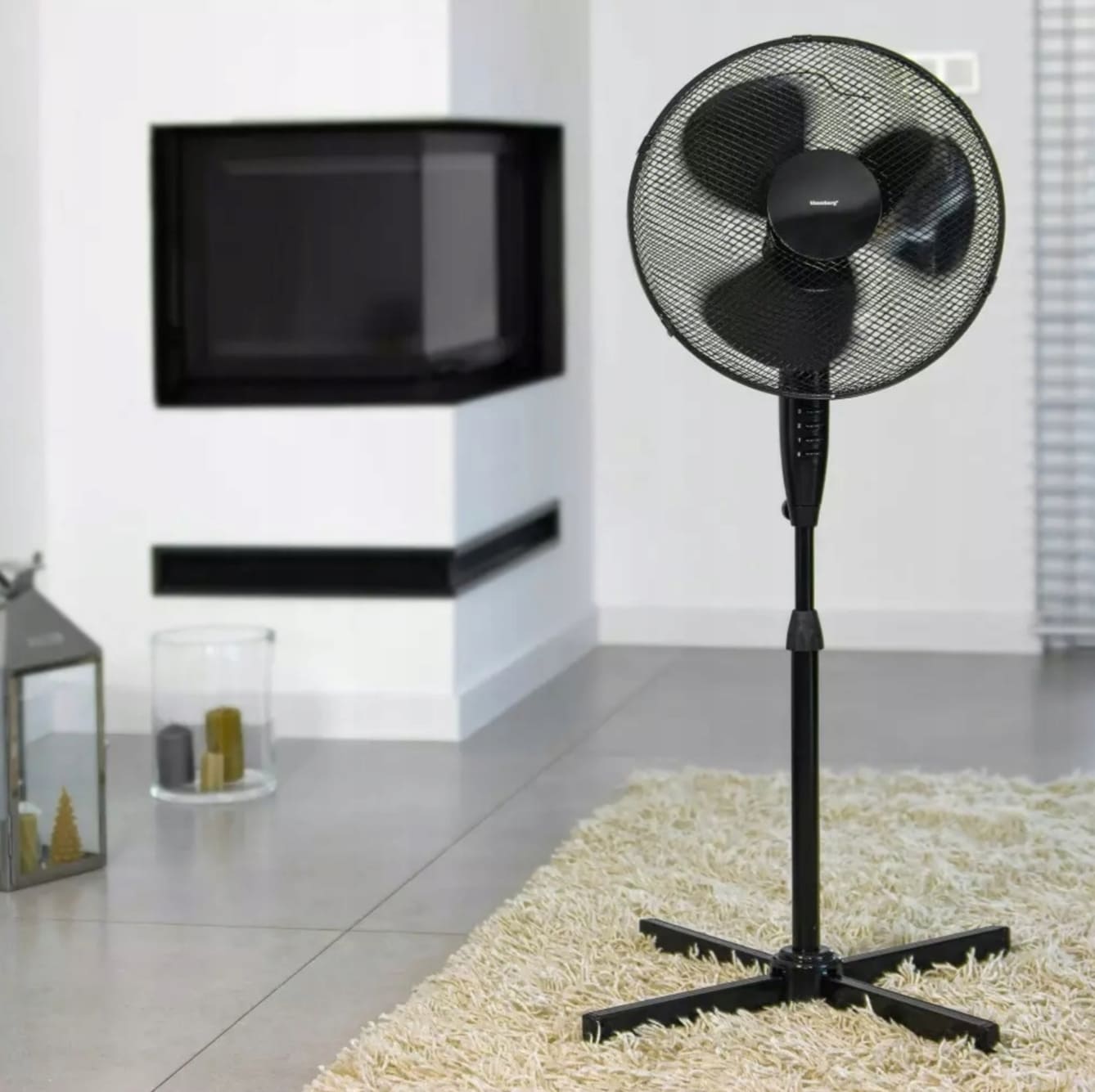 Stark golvfläkt 40 cm (16) 50W, stabil, teleskopfot 135 cm, oscillerande