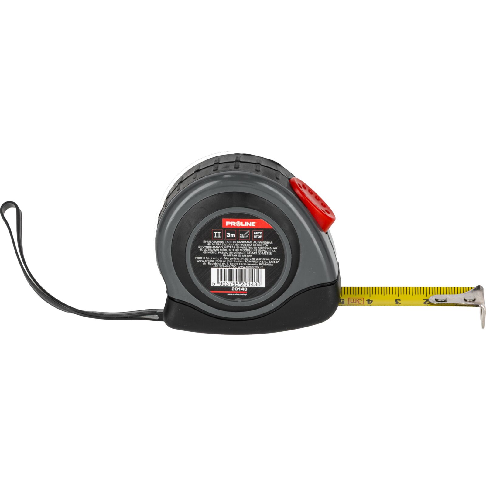 PROLINE TOOLS Måttband 3m-16m, Gummihölje, Automatisk Blockering, Proline - 3