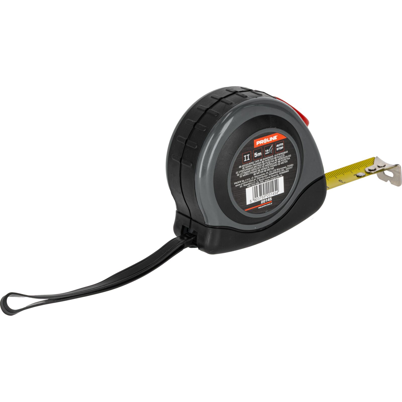 PROLINE TOOLS Måttband 5m/19m, Gummihölje, Automatisk Blockering, Proline - 2