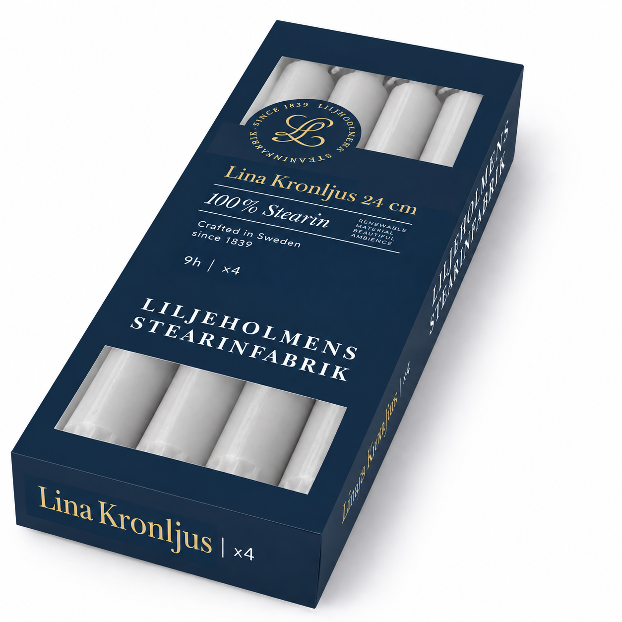 Lina Kronljus 4-p Dimgrå -24 cm  med kvalitetsstämpel 