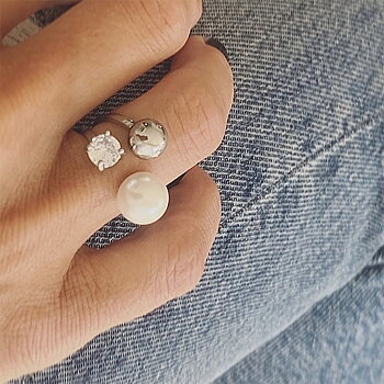 Ice pearl ring silver - Bud to rose