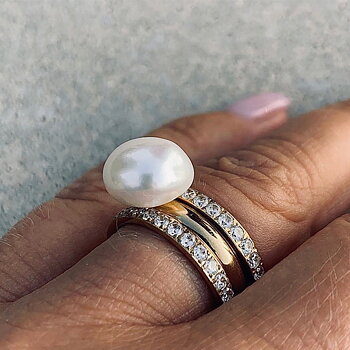 Bud to Rose Ring Pearl silver