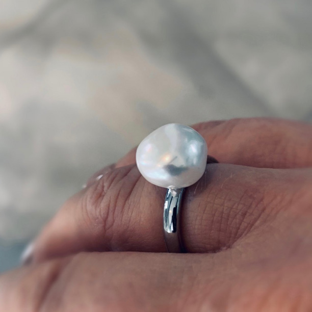 Bud to Rose Ring Pearl silver