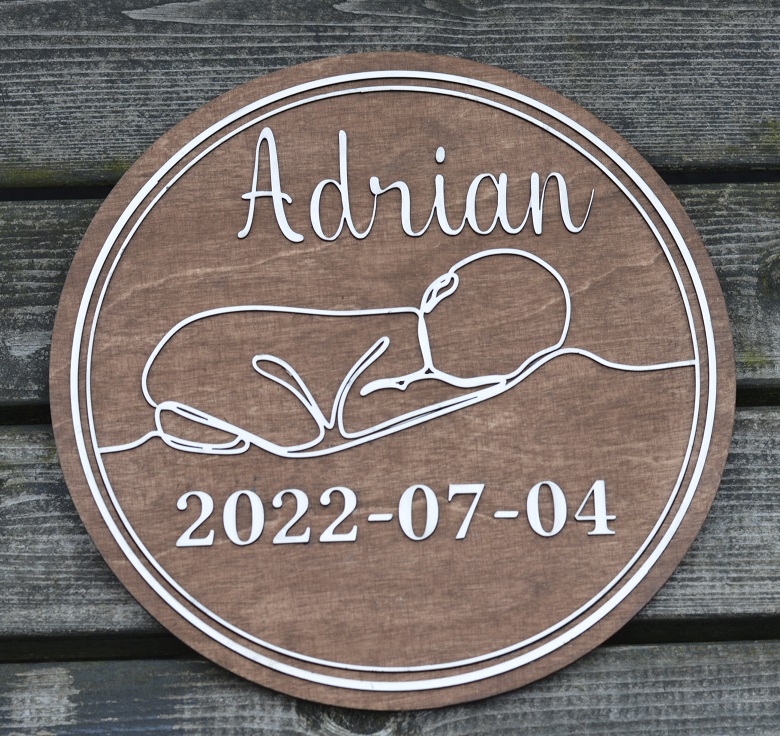 Namn & datum träskylt Personlig gravyr - 2