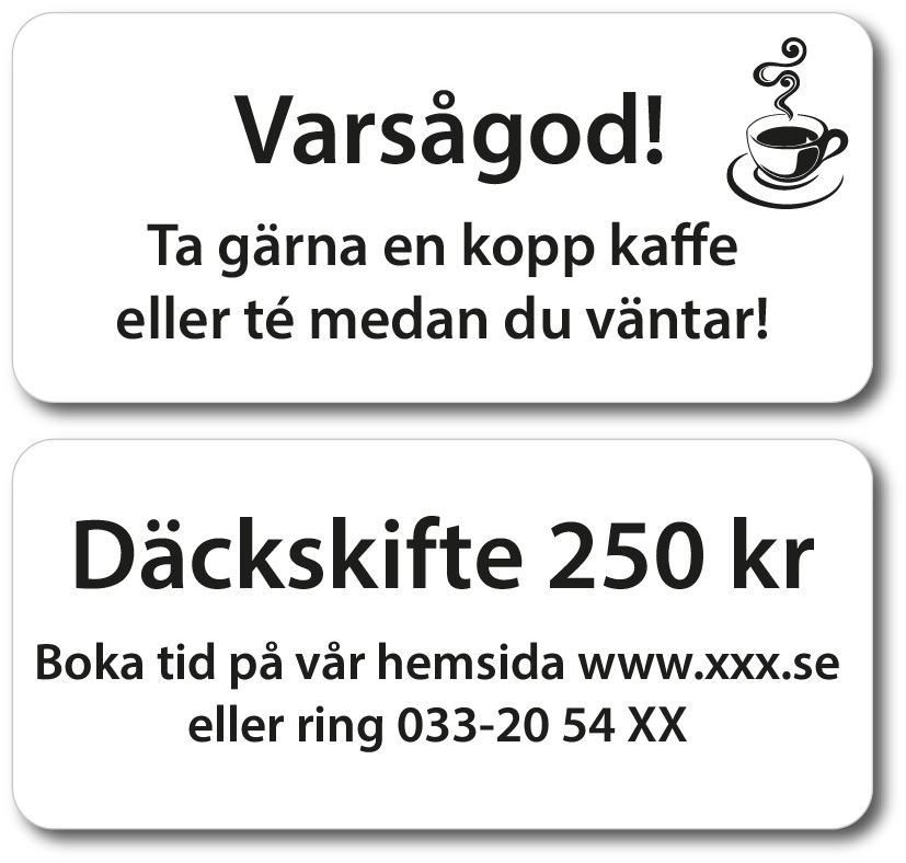Graverad skylt Specialbeställning Valfri text, färg och form - 2