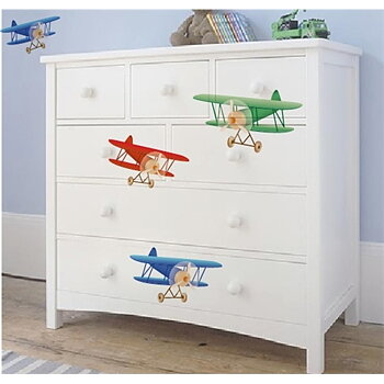 Flygplan 4-pack Väggdekor