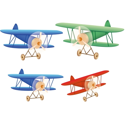 Flygplan 4-pack Väggdekor - 2