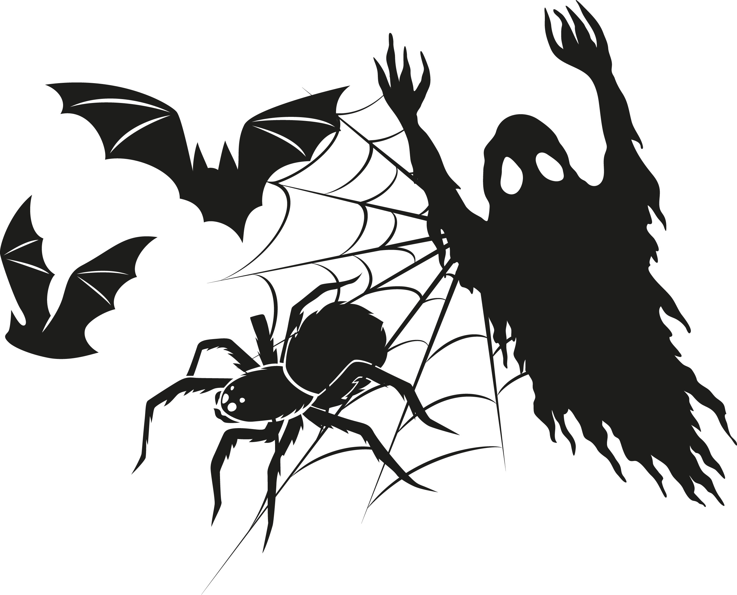 Halloween Spindelnät & Spöke Självhäftande väggdekor - 2