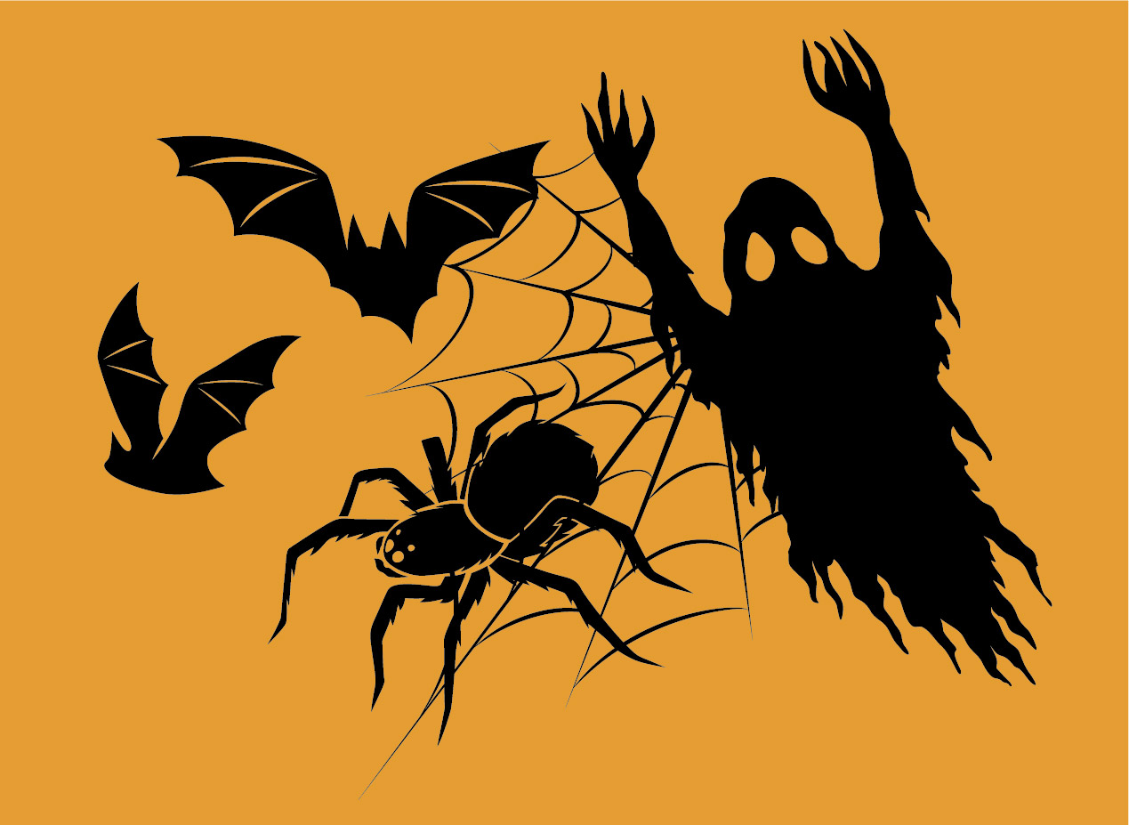 Halloween Spindelnät & Spöke Självhäftande väggdekor