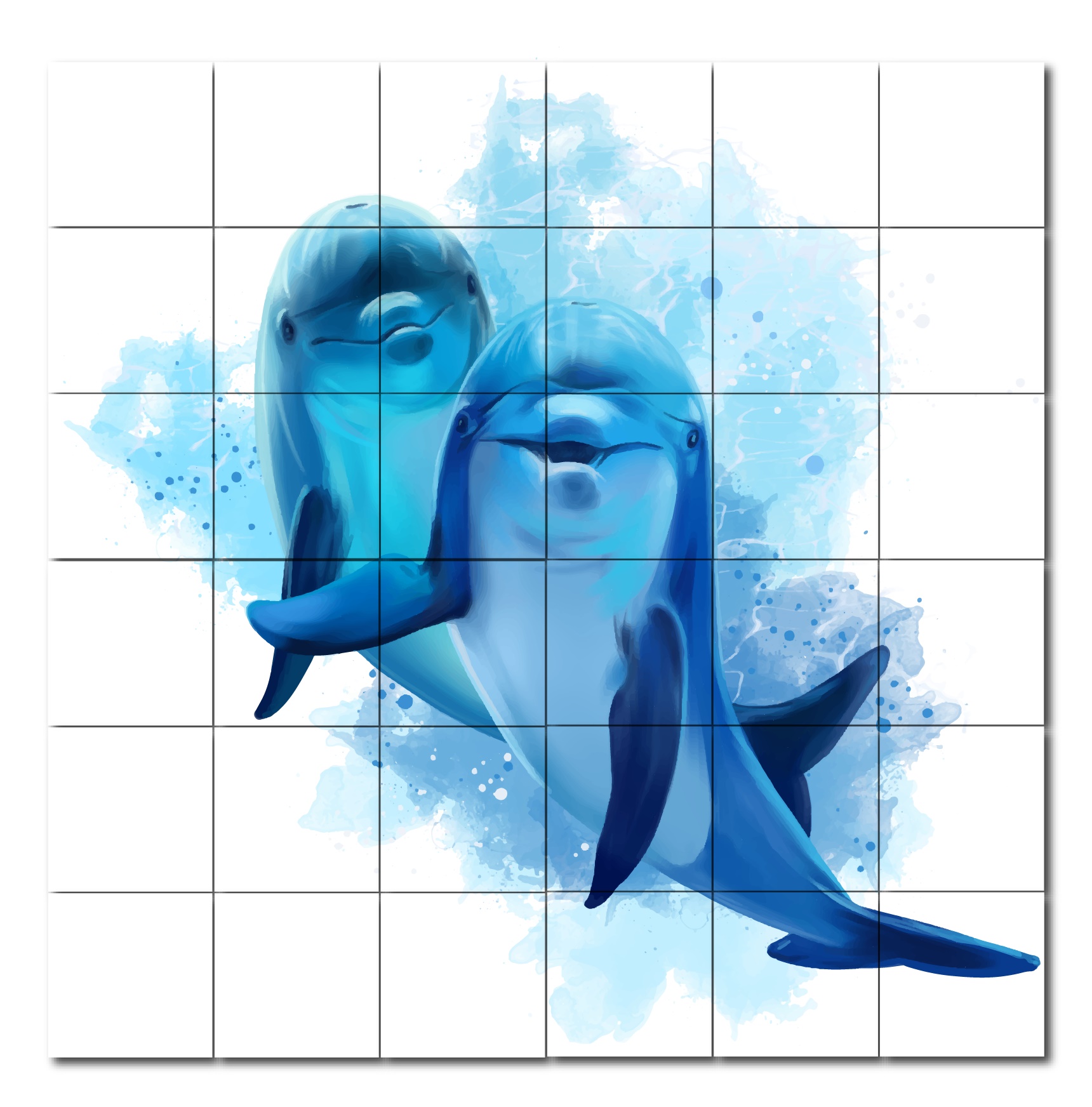 Delfin Akvarell Flera storlekar Kakeldekor - 3
