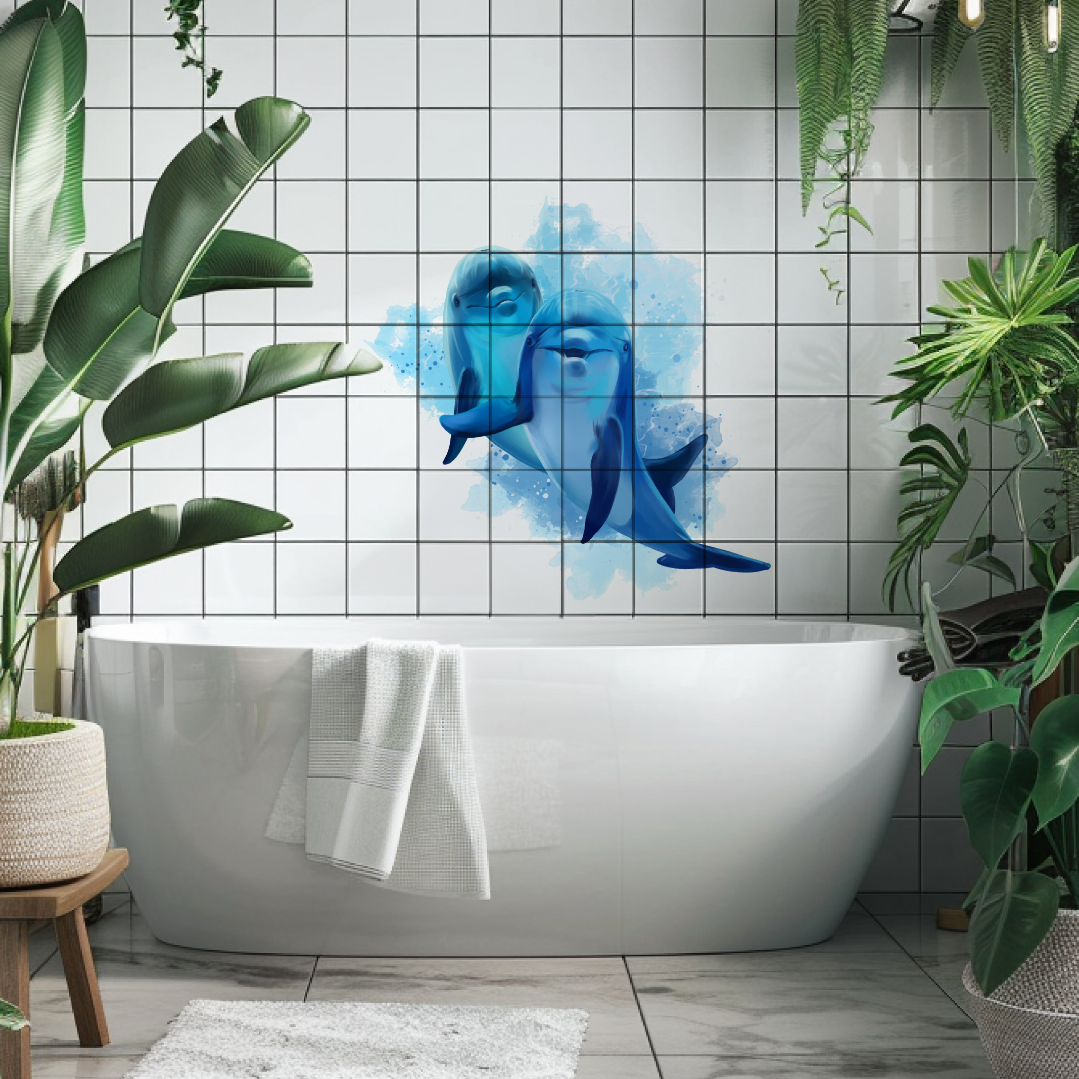 Delfin Akvarell Flera storlekar Kakeldekor