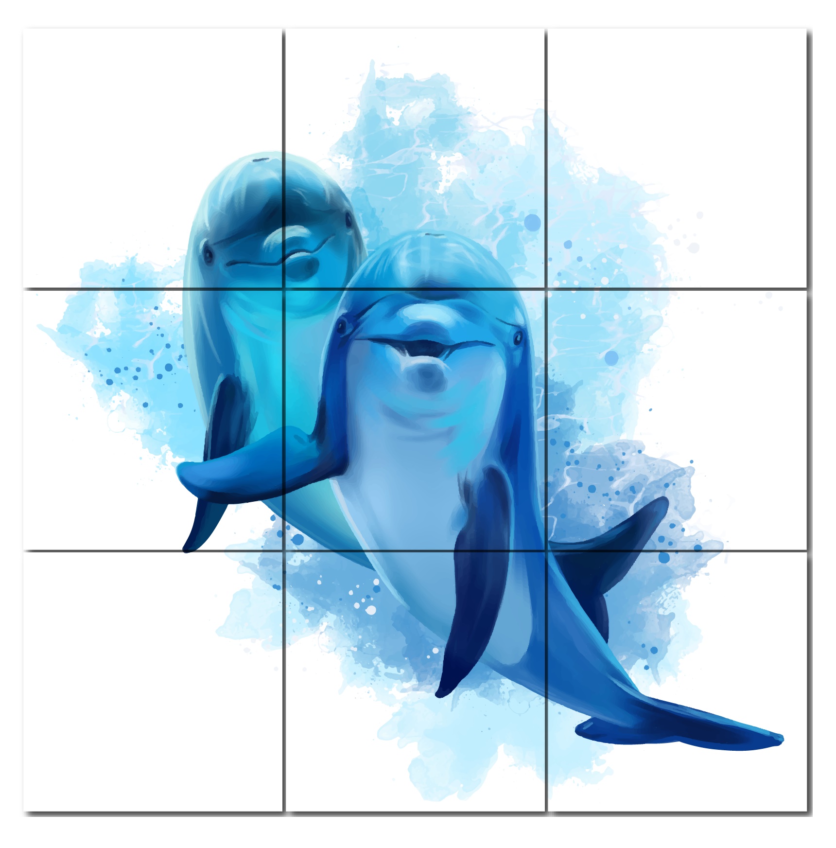 Delfin Akvarell Flera storlekar Kakeldekor - 2