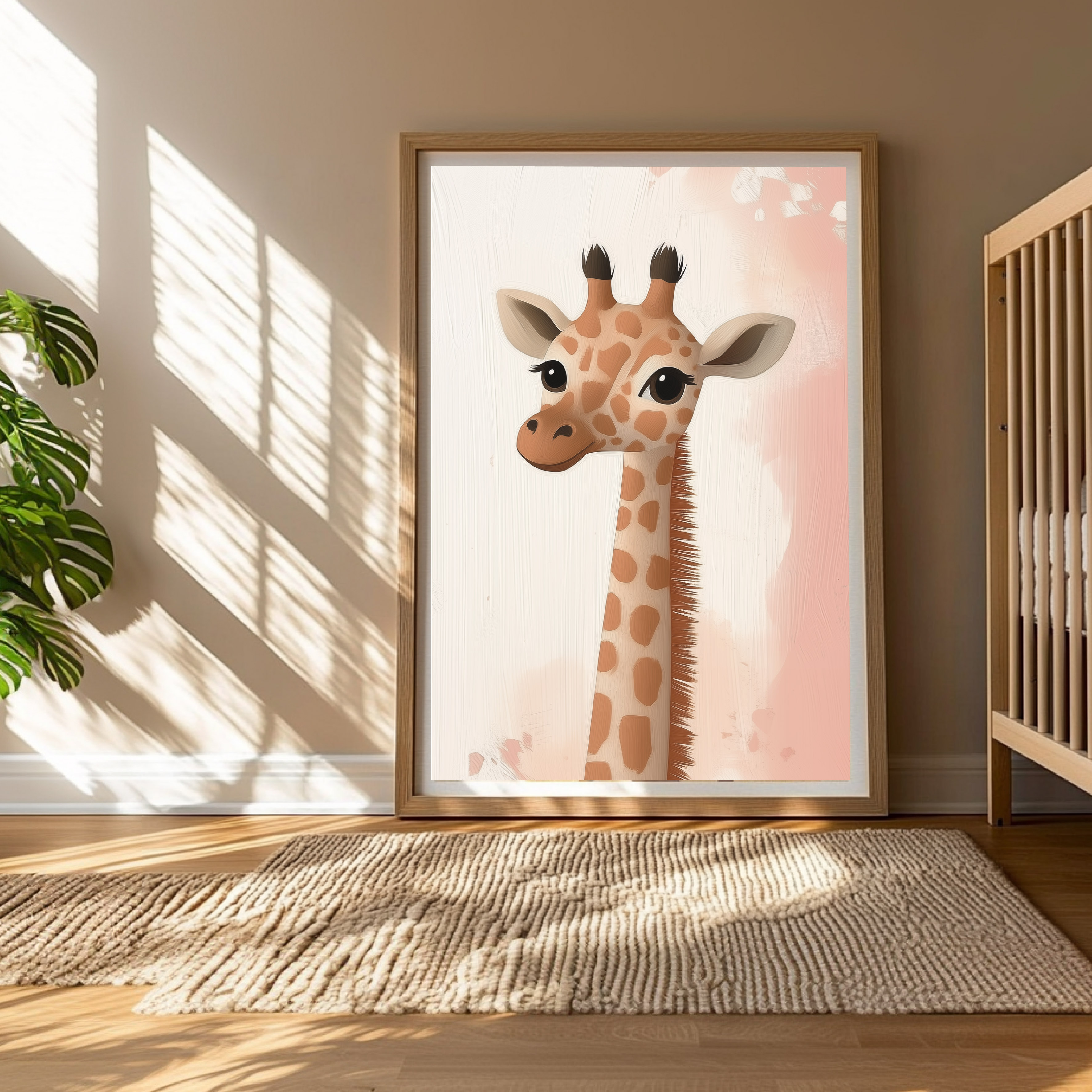 Giraff i rosa toner poster