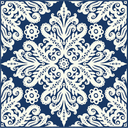 Vintage ornament, blå - 2
