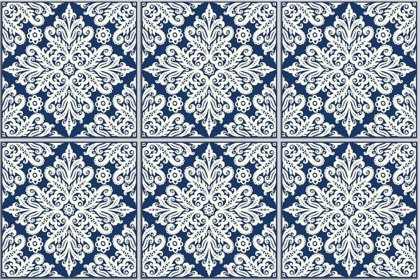 Vintage ornament, blå - 3