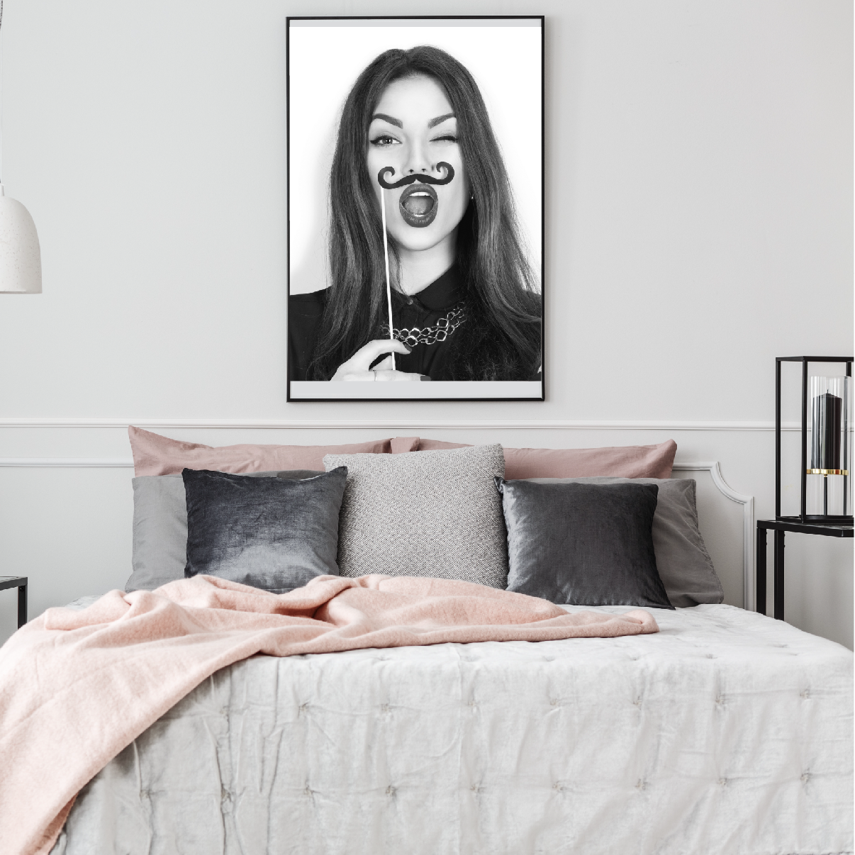 Tjej Mustasch Poster