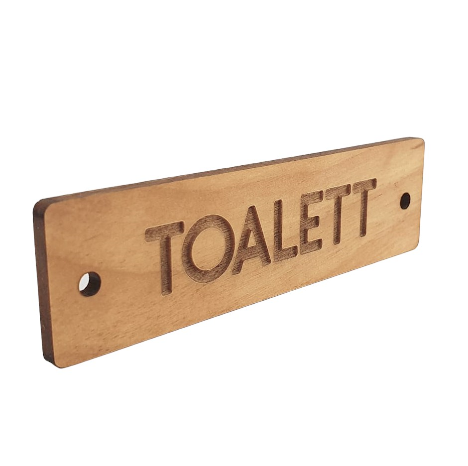 Toalett (Träskylt) Gravyr - 2