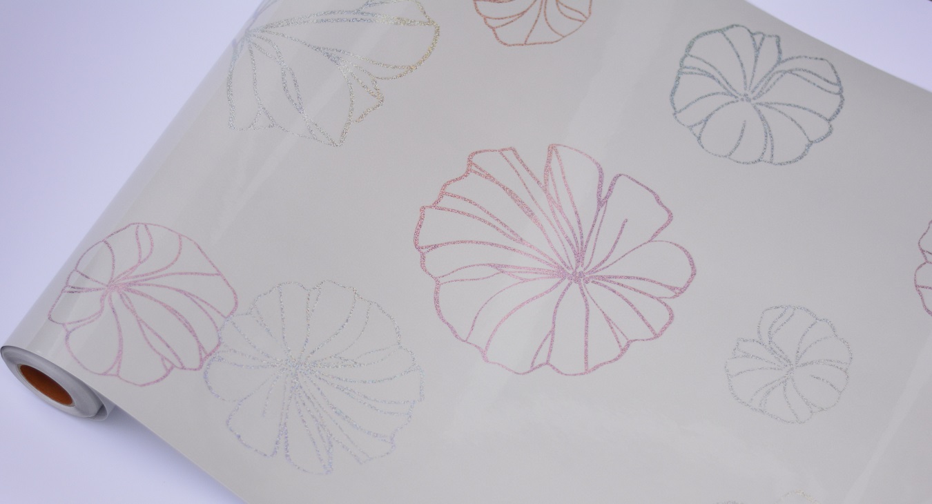 Metallic Blommor Högblank Dekorplast 50 cm bredd Löpmeter - 4