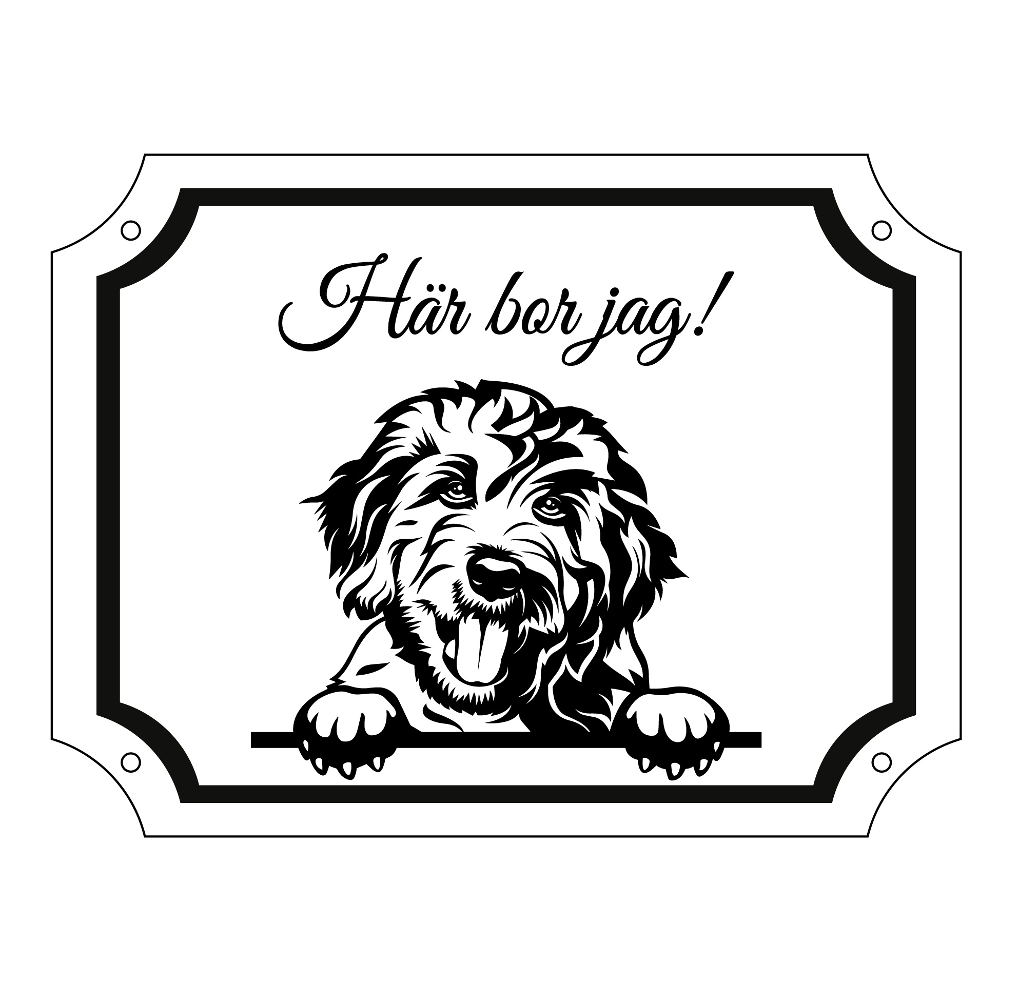 Skylt hund med valfri hundras och text Personlig gravyr - 5