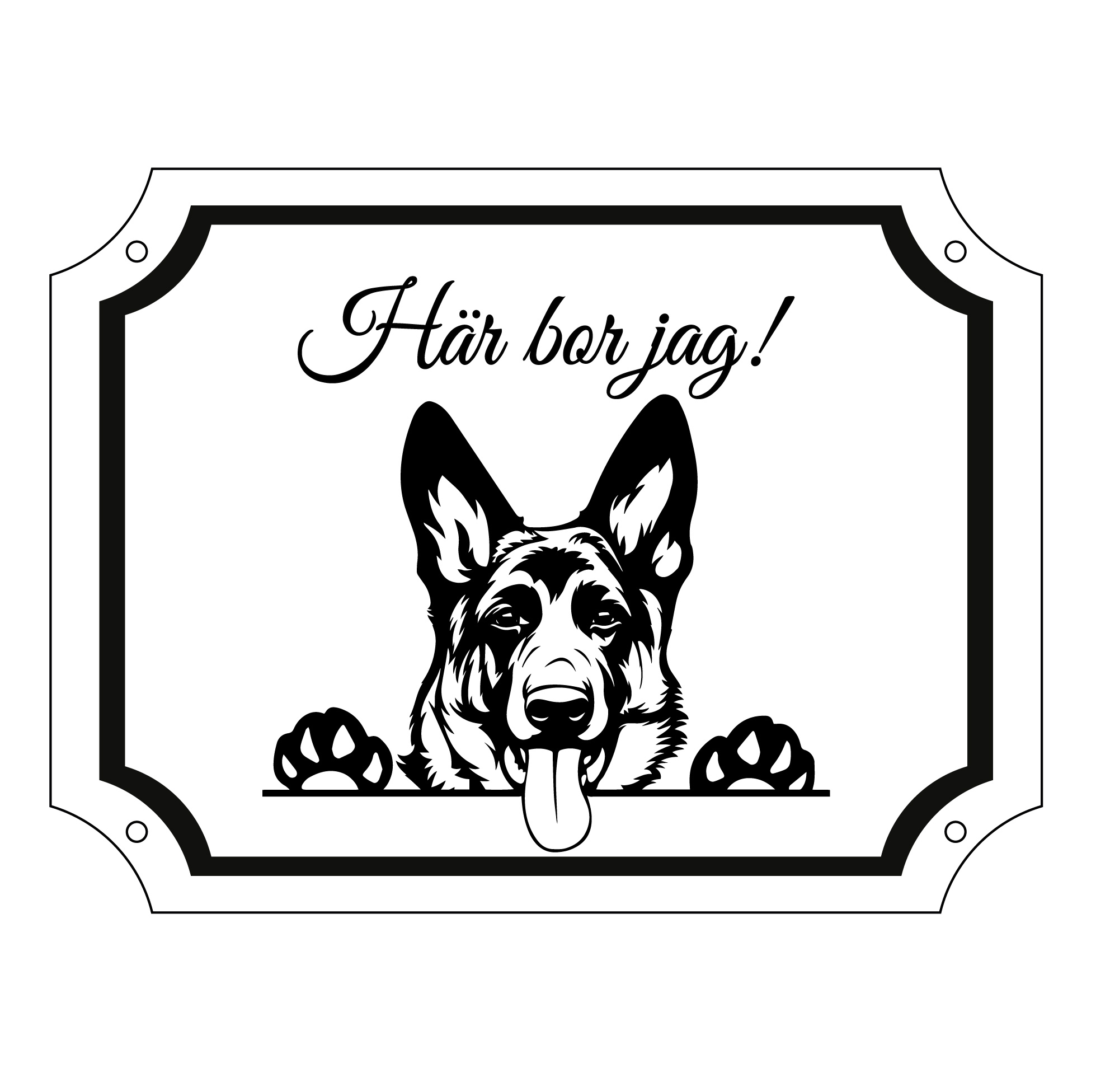 Skylt hund med valfri hundras och text Personlig gravyr - 10