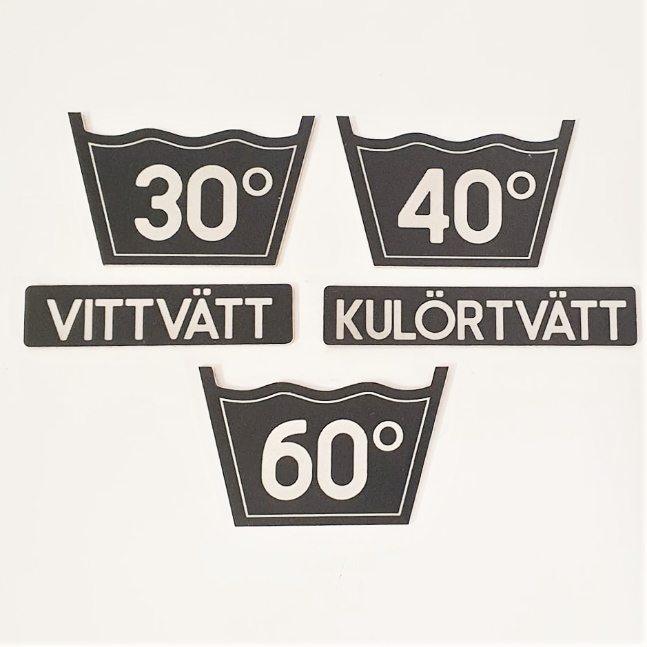 Tvättsymboler, graverade Svarta Akryl Gravyr - 2