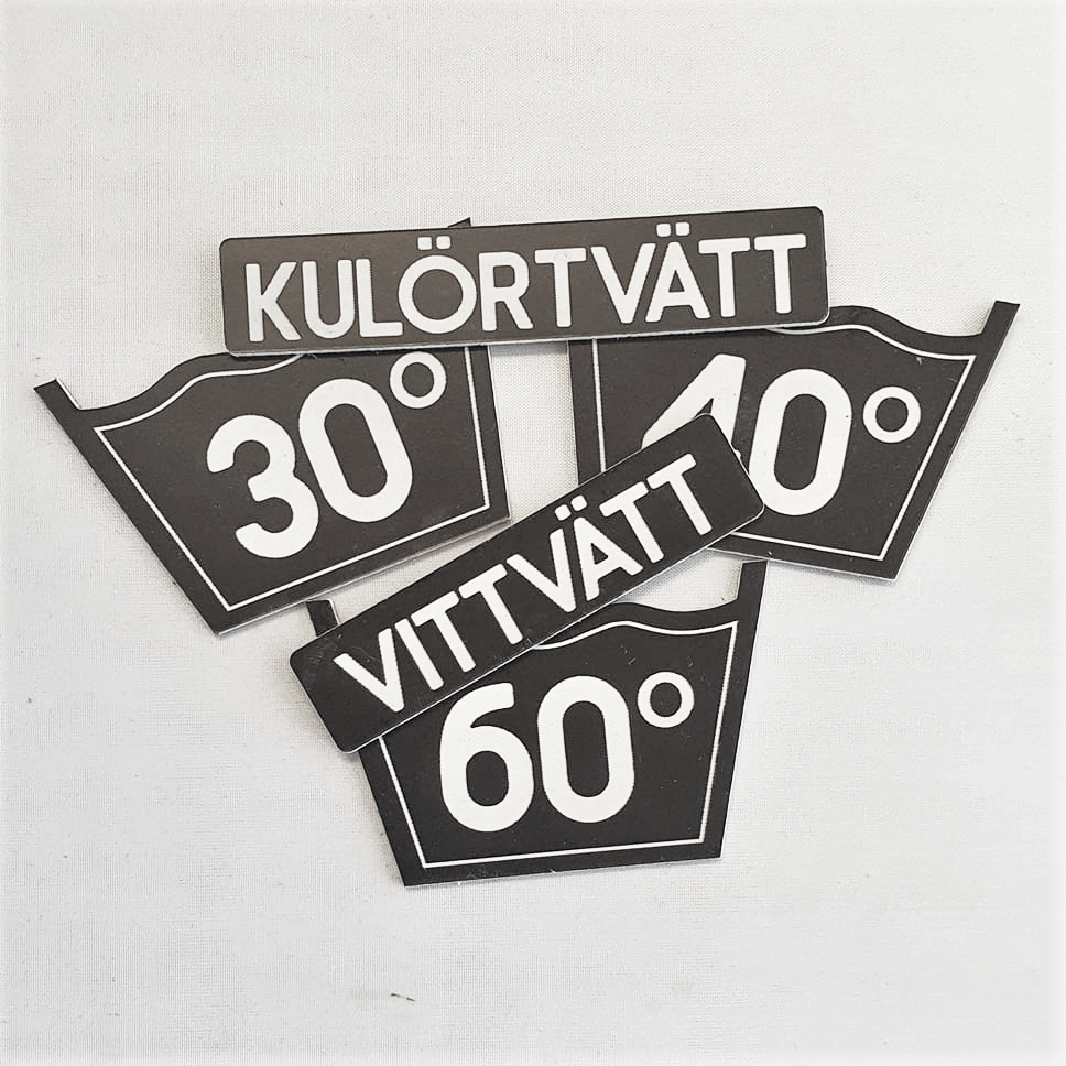 Tvättsymboler, graverade Svarta Akryl Gravyr - 4