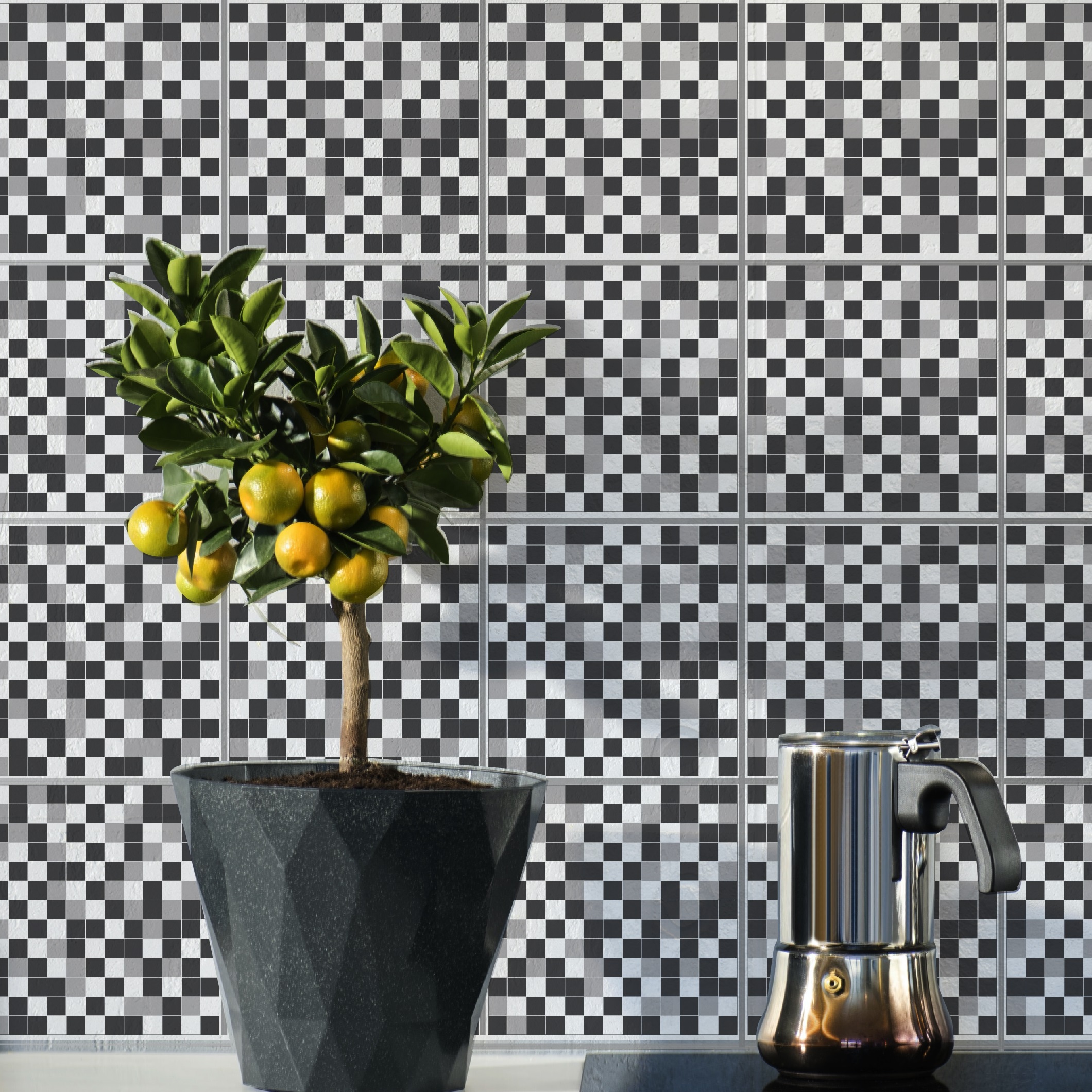 Svart/Grå Mosaik