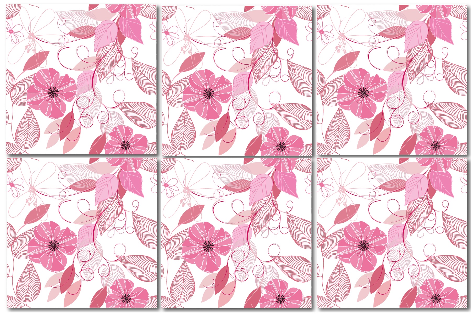 Rosa Blommor & Blad - 2