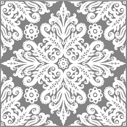 Vintage ornament, grå-vit - 2