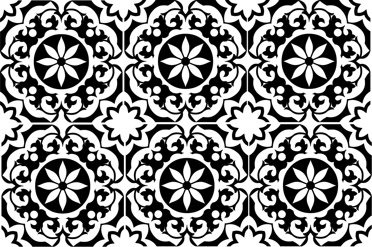 Svart marrakech floral Kakeldekor - 4