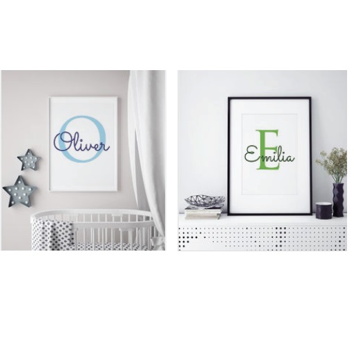 Namn & Bokstav (flera färger)Poster - 2