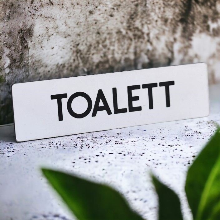 Toalett Vit/Svart Gravyr
