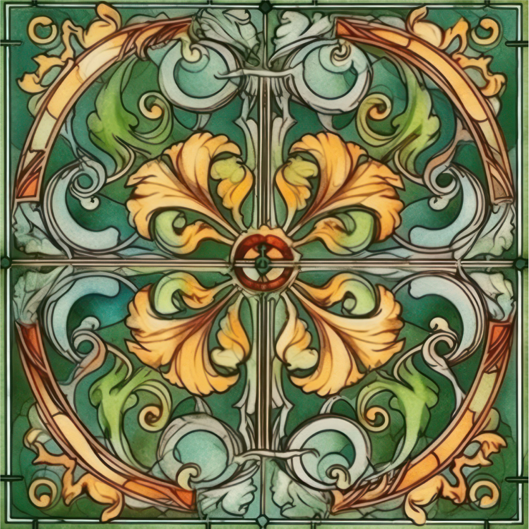 Art nouveau modell 4 Kakeldekor - 2
