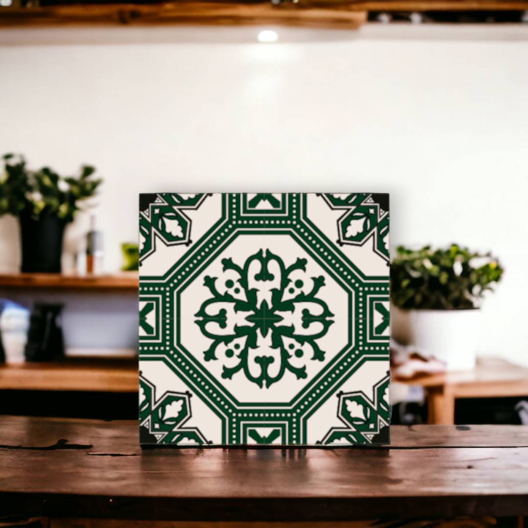 Mörkgrön blomster Marockanskt Kakeldekor