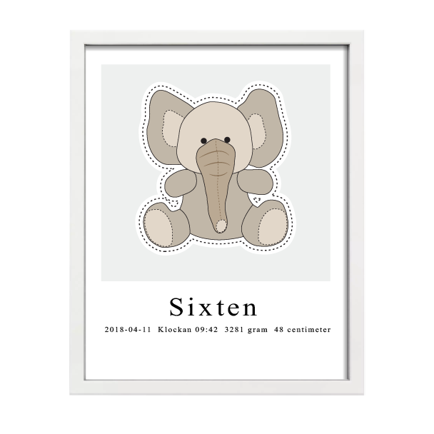 Doptavla Elefant Poster