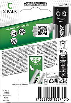 ENERGIZER® RECHARGE POWER PLUS - C - 2-pack