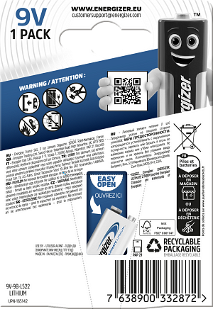 Energizer® Ultimate Lithium™ - 9V - 1 pack - 2