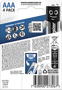 Energizer® Ultimate Lithium™ - AAA batterier - 4-pack