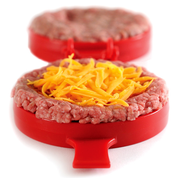 Hamburgerpress fyllda hamburgare