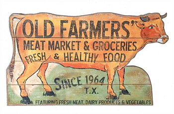 Skylt "Old Farmers Meat Market"