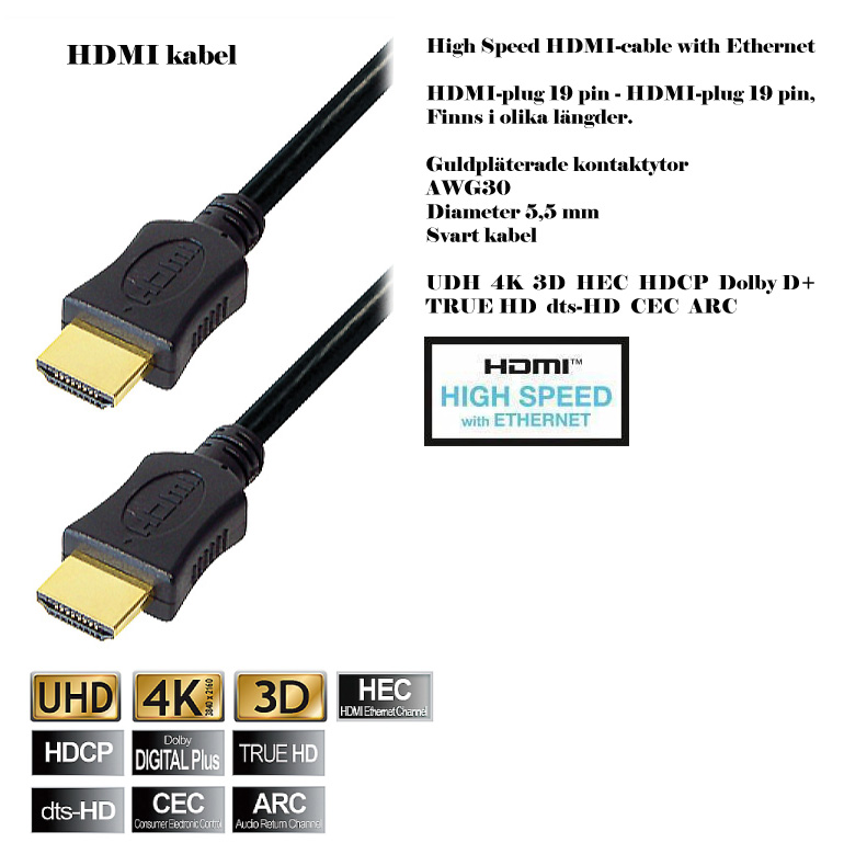 Hdmi Kabel 19 Pol Ha-ha 2m